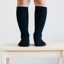 Lamington Merino Knee High socks - Black Rib