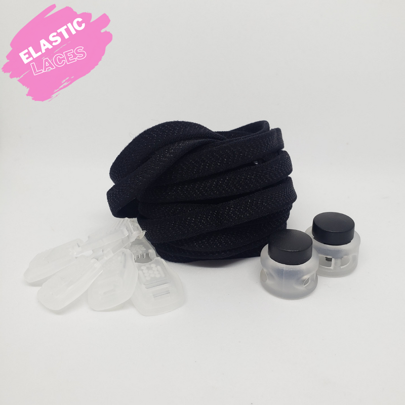 Elastic Shoelaces with spring lock - Black