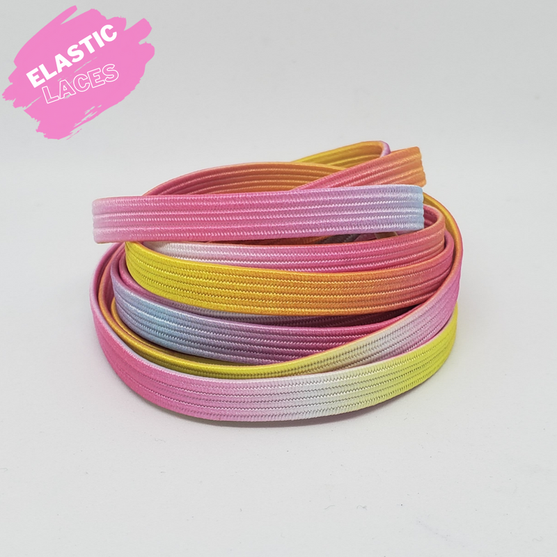 Elastic pastel rainbow Shoelaces