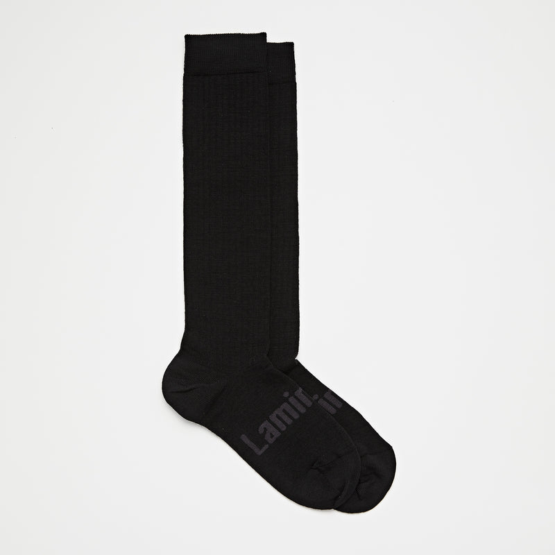 Lamington Merino Knee High socks - Black Rib