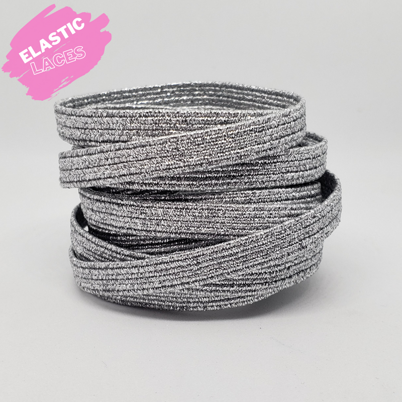 Elastic Silver Shimmer Shoelaces