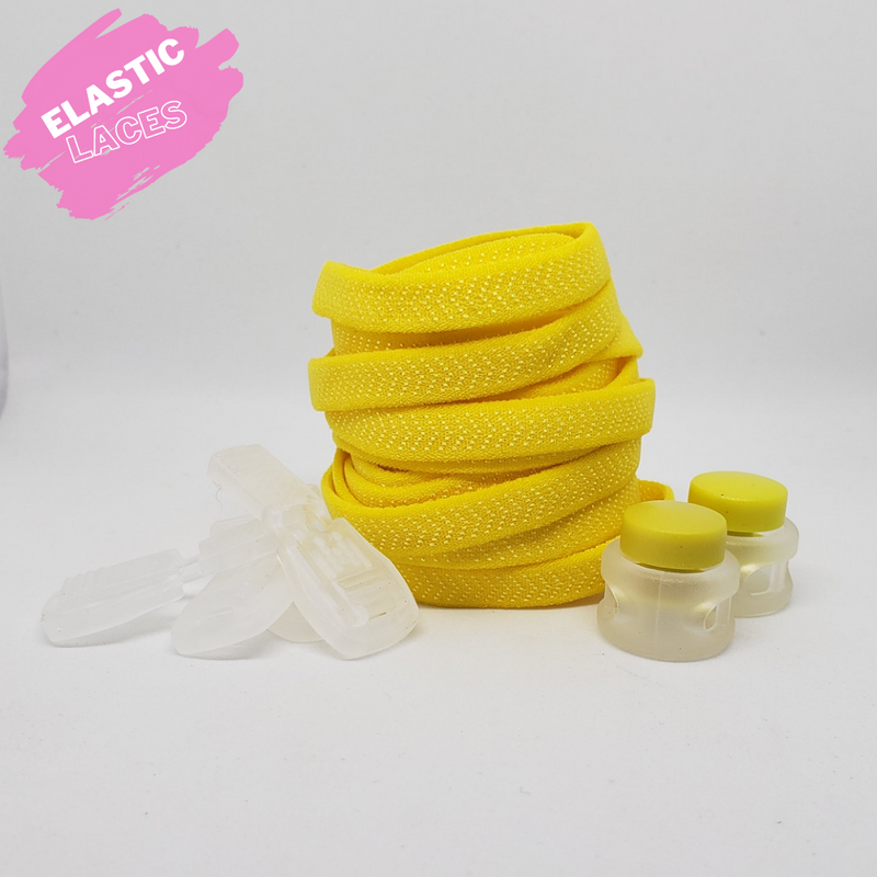 Elastic Shoelaces with spring lock - Yellow