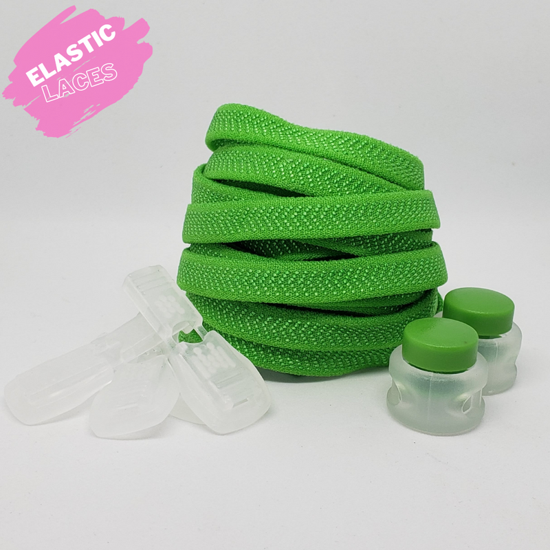 Elastic Shoelaces with spring lock - Green
