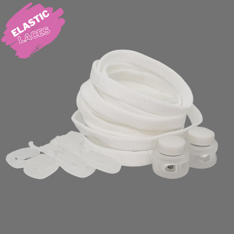 Elastic Shoelaces with spring lock - White