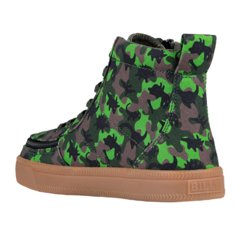 Toddler Green Dino Camo Canvas Billy Lace High