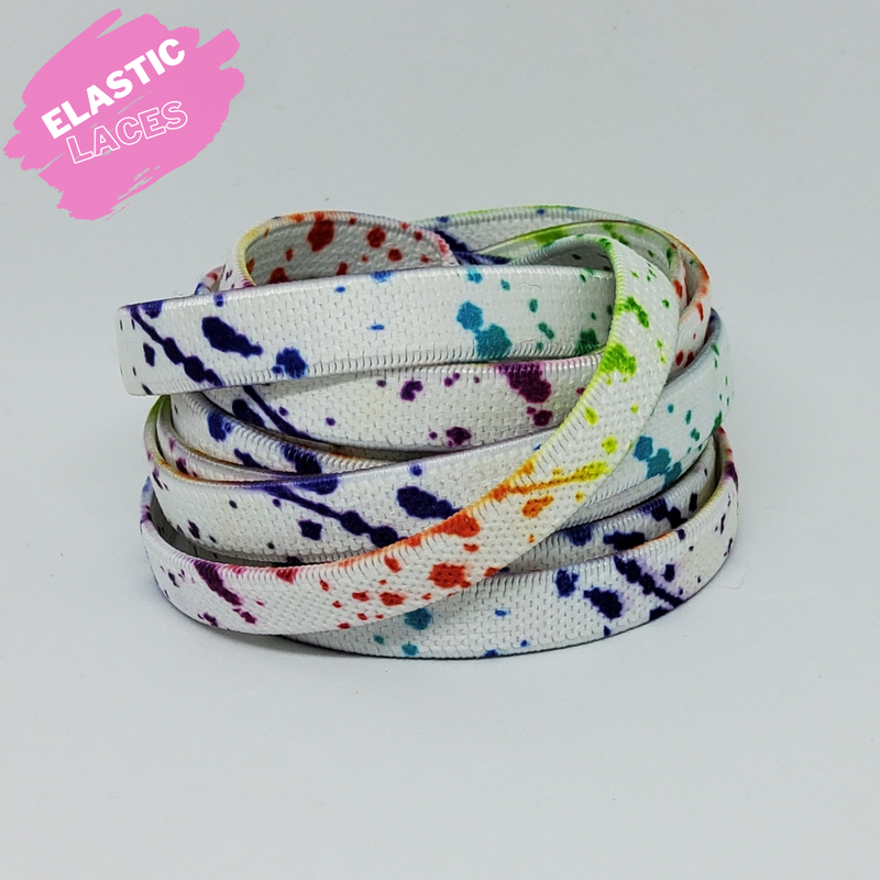 Elastic White Paint Splash Shoelaces