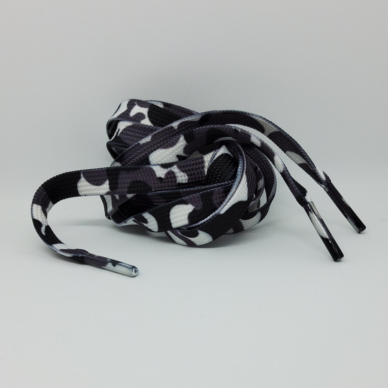 Black/Grey Camo shoelaces 100cm or 120cm