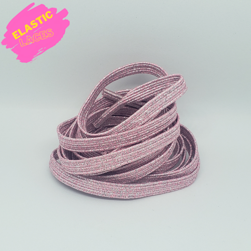 Elastic "Pink Sparkle" Shoelaces