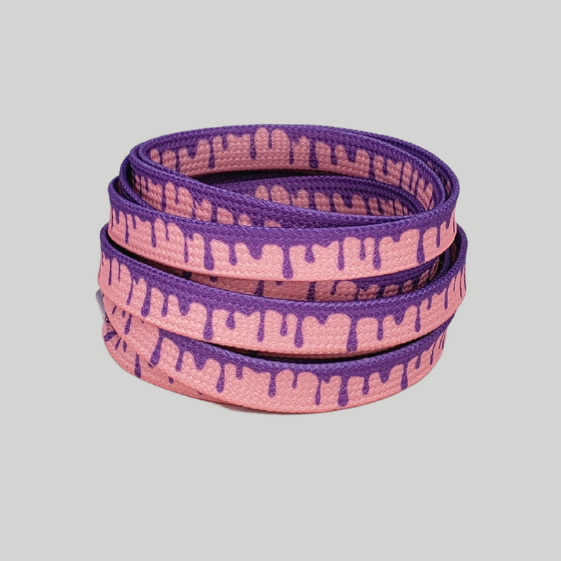 Purple and Pink drippy drip shoelaces 120cm