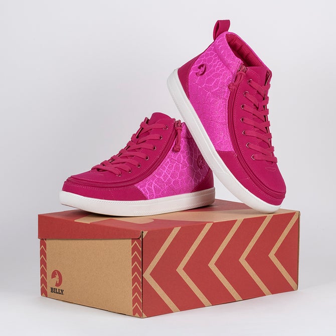 Kid's Pink Print Billy Classic WDR High Tops (Wide)
