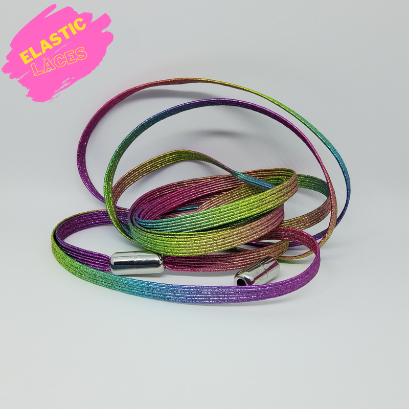 Elastic "Sparkle Rainbow" Shoelaces